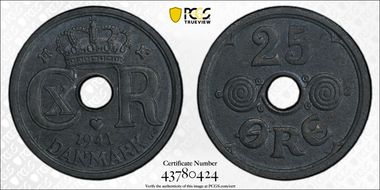 1941 N GJ 25 Øre MS63