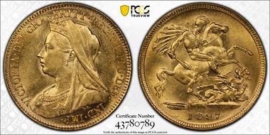 1897-S 1/2 Sov S-3881A AU58