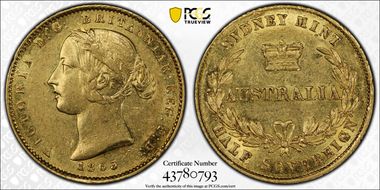 1863-SY 1/2 Sov AU58