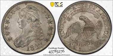 1827 50C Square Base 2 AU58