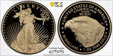 2021-W $50 Gold Eagle - Type 2 First Strike PR70DCAM