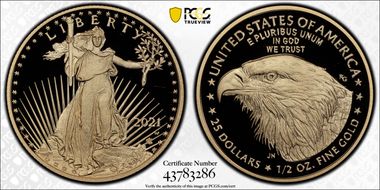 2021-W $25 Gold Eagle - Type 2 First Strike PR69DCAM