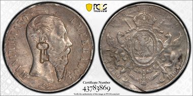 (1872-77) Peso KM-R6 C/M on Mex Peso N1