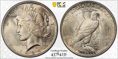 1923 $1 VAM 1B, Extra Hair MS62