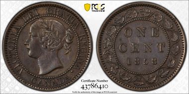 1858 1C ↑↑ Bronze, Full Vine, 16 Stems AU50BN