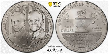 2013-W $1 5 Star Generals Marshall, Eisenhower MS70