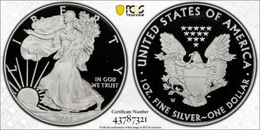 2008-W $1 Silver Eagle PR69DCAM