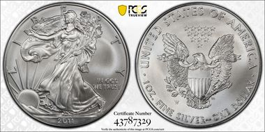 2011-W $1 Burnished Silver Eagle SP70