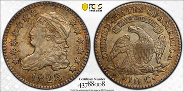 1823/2 10C JR-2, Large Es MS61