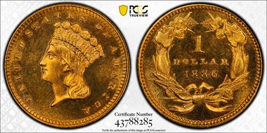 1886 G$1 MS66PL