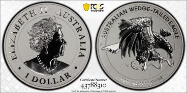 2021-P $1 Wedge-Tailed Eagle High Relief Rev PR PR70