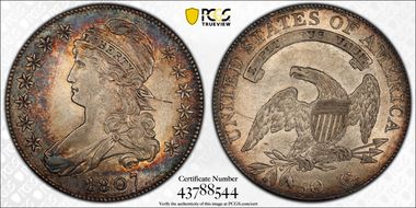 1807 50C Capped Bust, Large Stars AU53