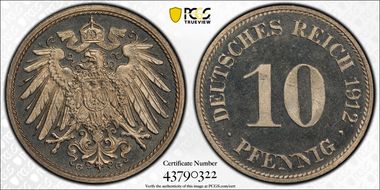 1912-G 10 Pfg J-13 PR65+ CAM