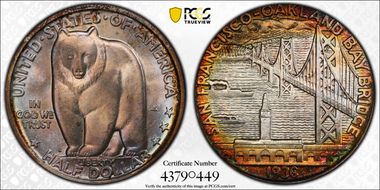 1936-S 50C Bay Bridge MS67+