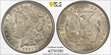 1921 $1 Morgan AU58