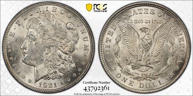 1921 $1 Morgan MS62