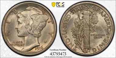 1916 10C Mercury MS64FB