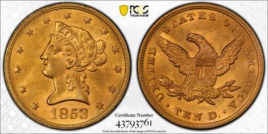 1853 $10 MS63