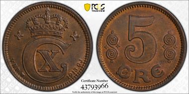 1913 VBP GJ 5 Øre MS64BN