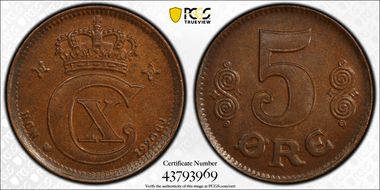 1920 HCN GJ 5 Øre MS63BN