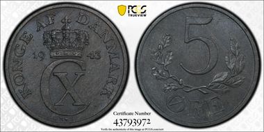 1943 N S 5 Øre MS63