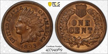 1893 1C MS63BN