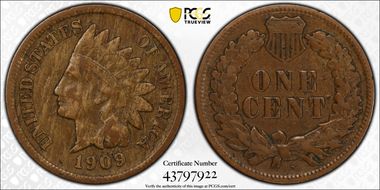 1909-S 1C Indian VF20BN