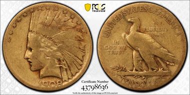 1908-D $10 Motto AG3