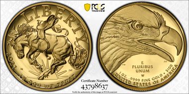 2021-W $100 American Liberty High Relief .9999 Fine PR70DCAM