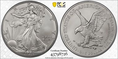 2021-W $1 Burnished Silver Eagle-Type 2 First Strike SP70