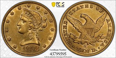 1858-S $10 AU55