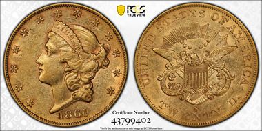 1860-S $20 AU55