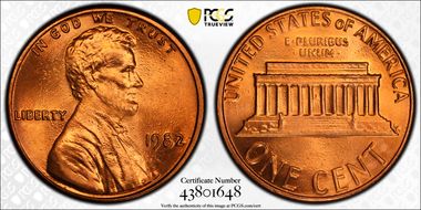 1982 1C Zinc Large Date MS68RD