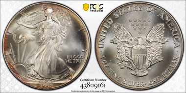 1992 $1 Silver Eagle MS69