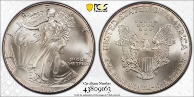1995 $1 Silver Eagle MS67