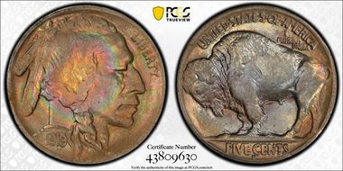 1919-D 5C 2 Feathers FS-401 MS62+