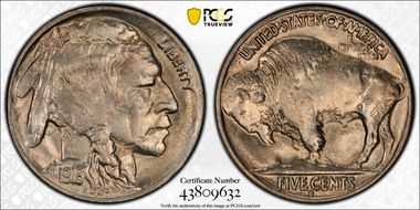 1916-D 5C 3 1/2 Leg, FS-901 MS63