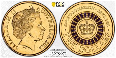 2013 $2 Coronation Colorized MS65