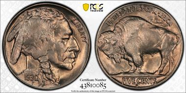 1930-S 5C 2 Feathers, FS-401 MS66