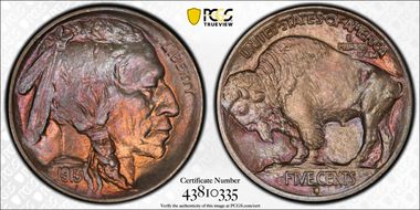 1913-D 5C FS-401, 2 Feathers MS65+