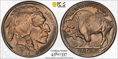 1919 5C 2 Feathers MS65