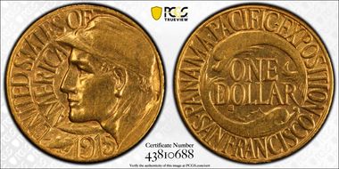 1915-S G$1 Panama-Pacific AU58