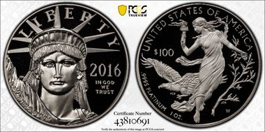 2016-W $100 Statue of Liberty PR69DCAM