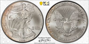 1999 $1 Silver Eagle MS68