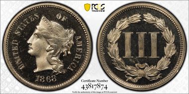 1868 3CN J-618 PR65CAM