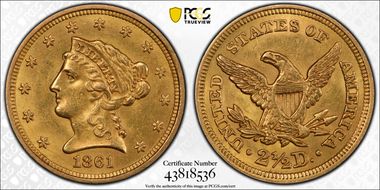 1861 $2.50 Old Reverse MS61