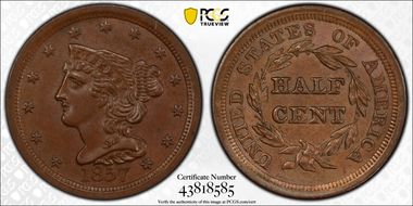1857 1/2C MS62BN