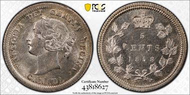 1858 5C Small Date MS62