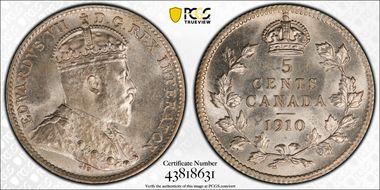 1910 5C Pointed Leaves MS64