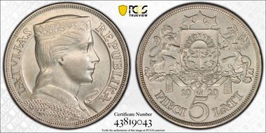 1929 5 Lat KM-9  Ag N1